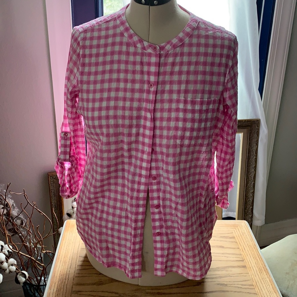 Pink & White Button-up shirt